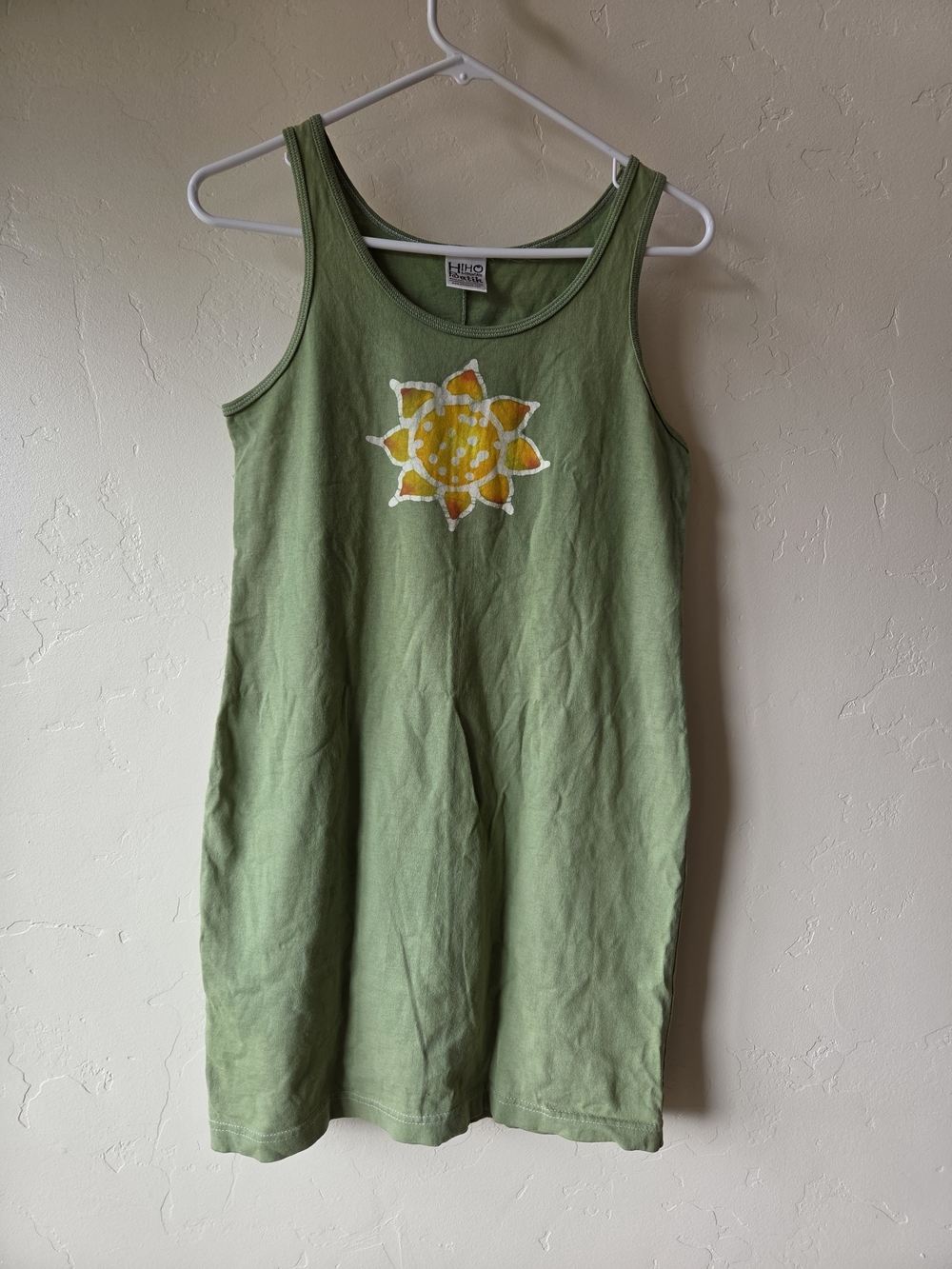 Hiho Mountain Boutique Green Tank Dress with Sun Batik